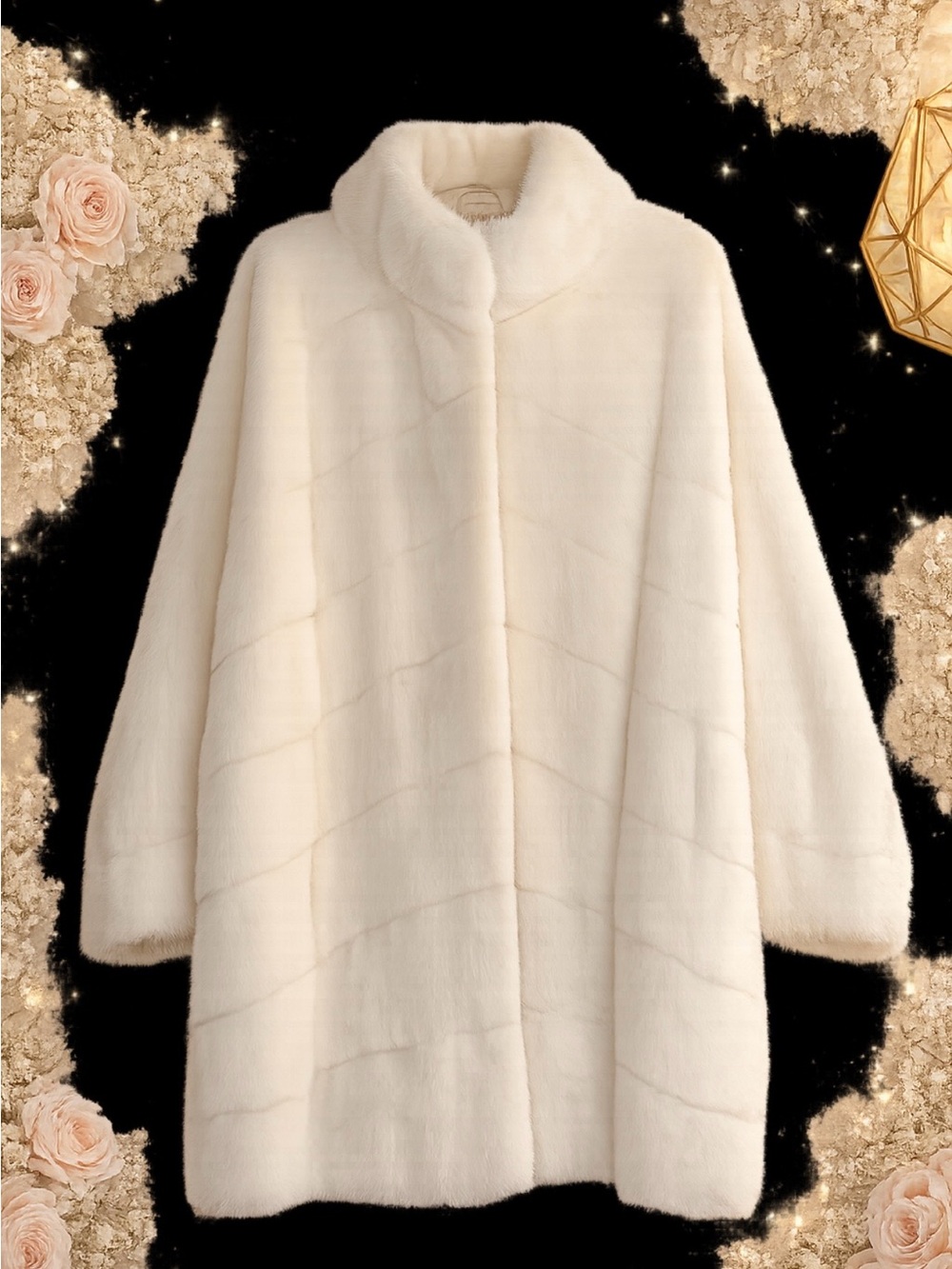 Elegant White Mink Fur Coat for Women